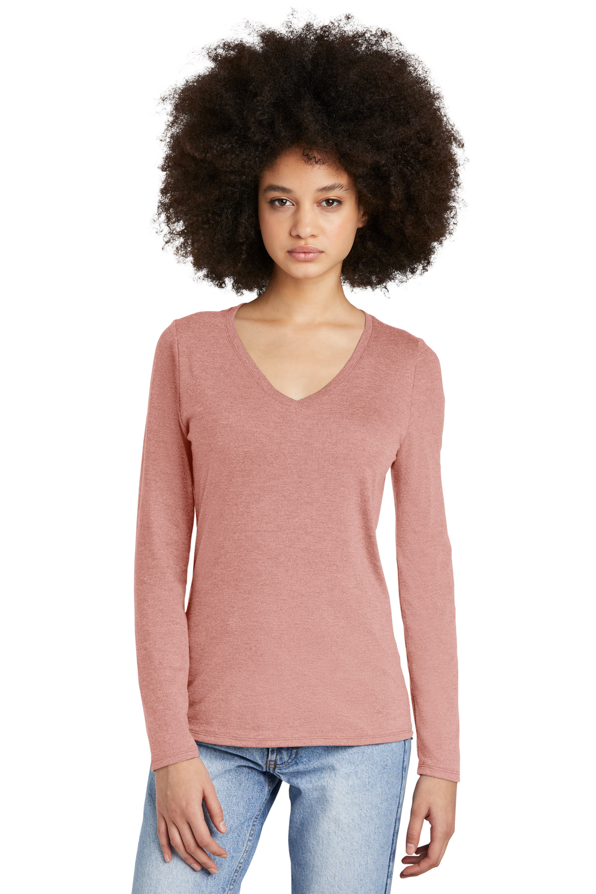 District Women's Perfect Tri Long Sleeve V-Neck Tee DT135 76