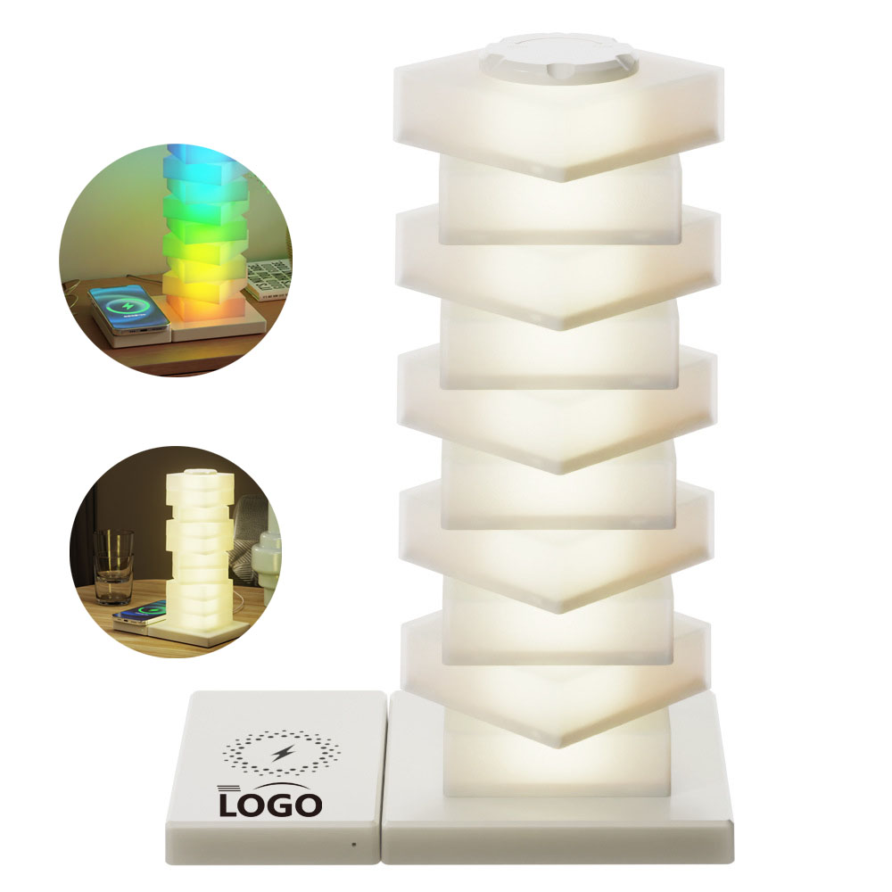 Modern Stacked LED Lamp with Wireless Charger 3