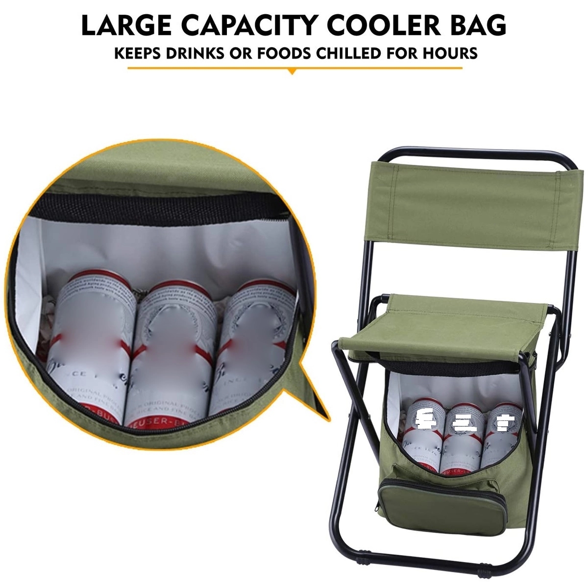 Folding Camping Chair With Cooler Bag Compact Fishing Stool 5