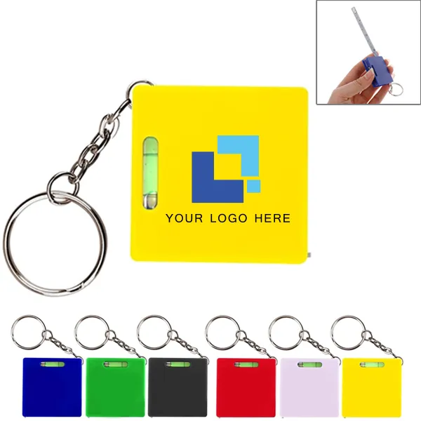 Square Tape Measure With Level Keychains 2