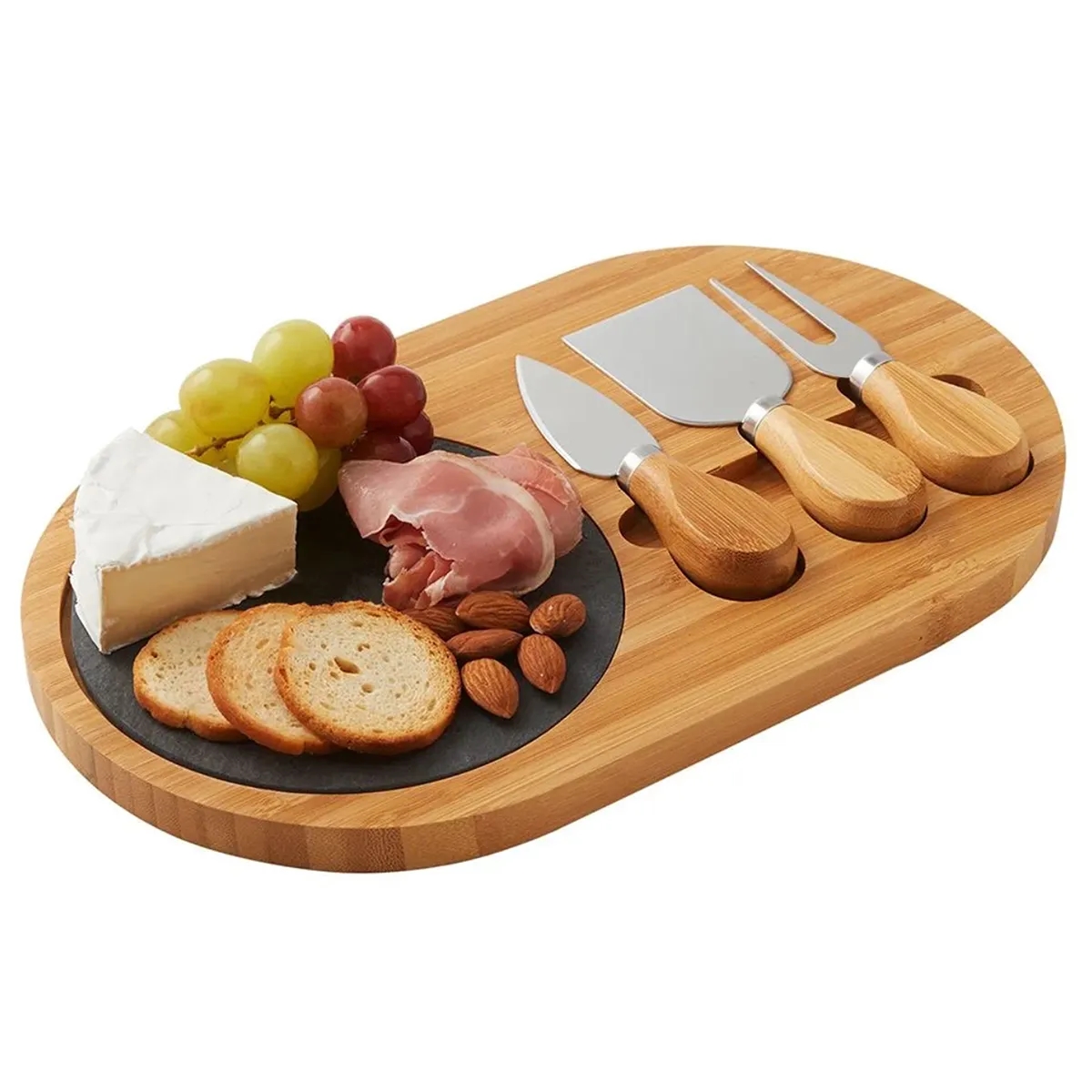 4-Piece Oval Slate Cheese Board Set 4