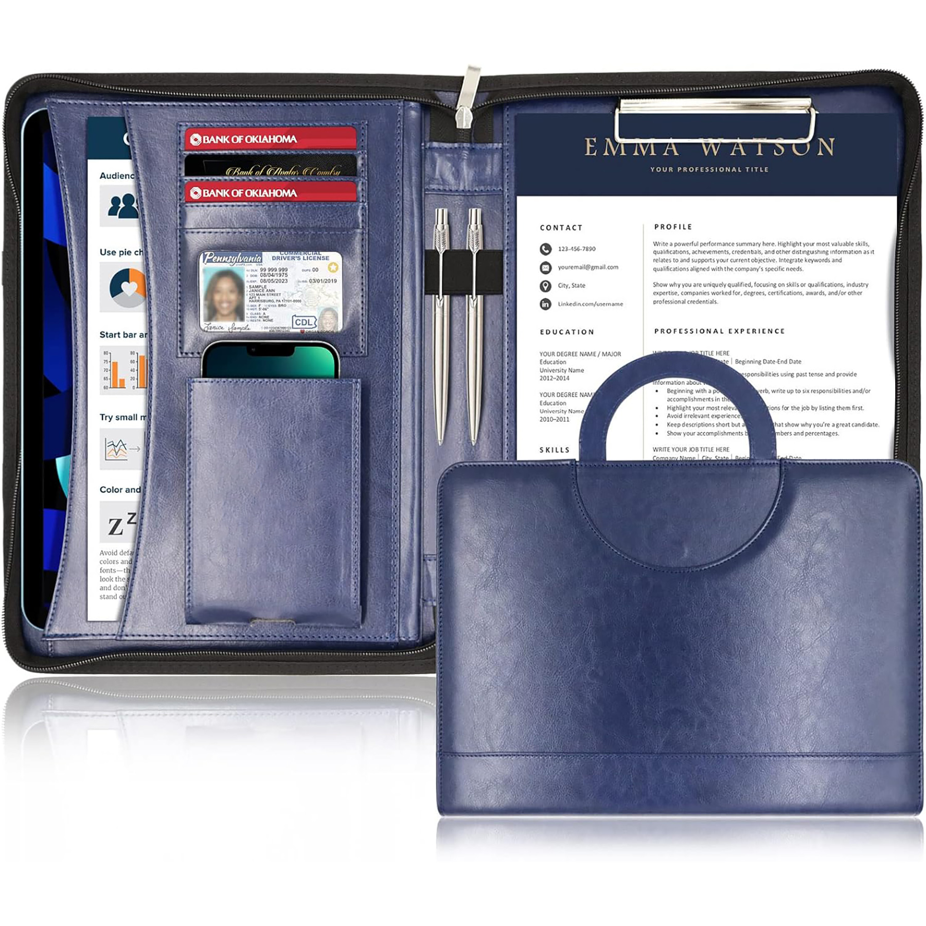 Zippered Leather Padfolio Portfolio 2