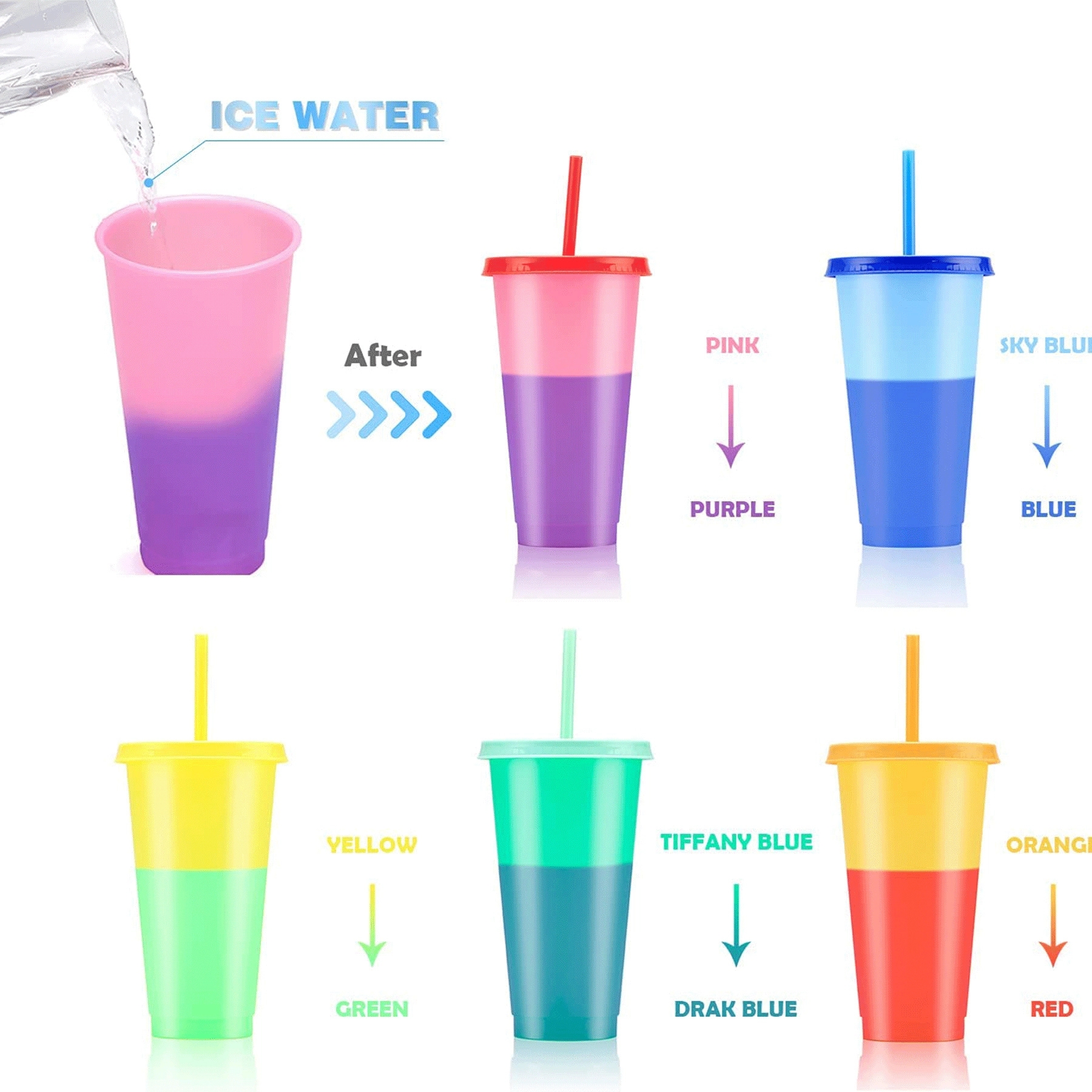 Color Changing Cups Tumblers with Lids Straws 3