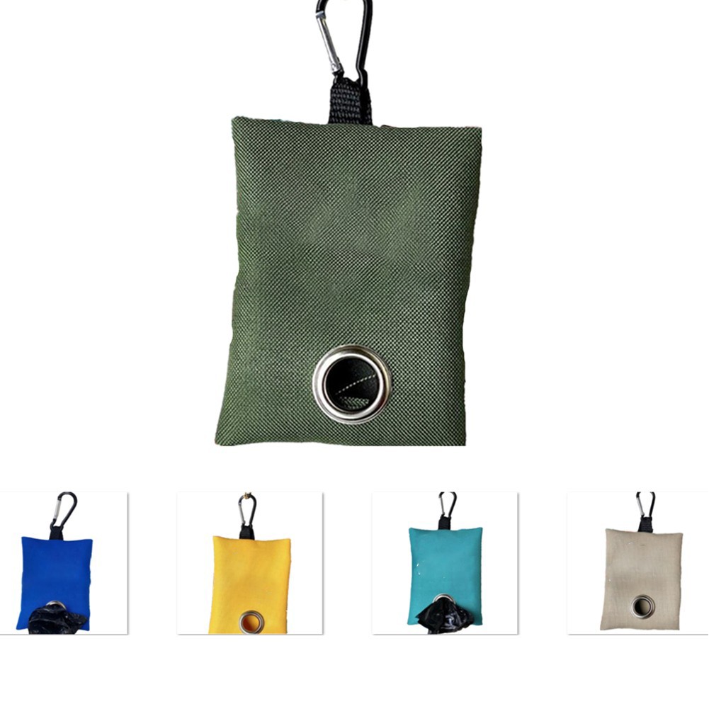 Canvas Dog Poop Waste Bag Dispenser With Carabiners 6