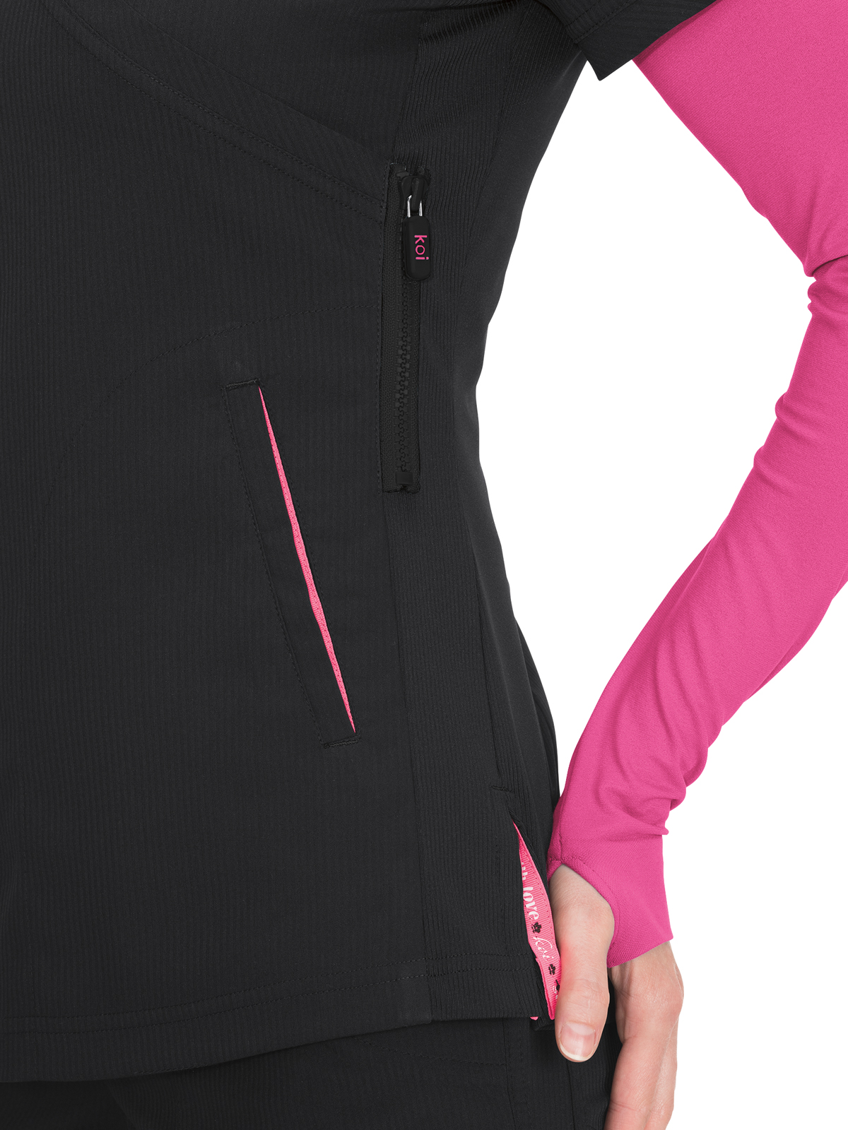 koi - Lite - Women's Three-Pocket Mock-Wrap Philosophy Top 2