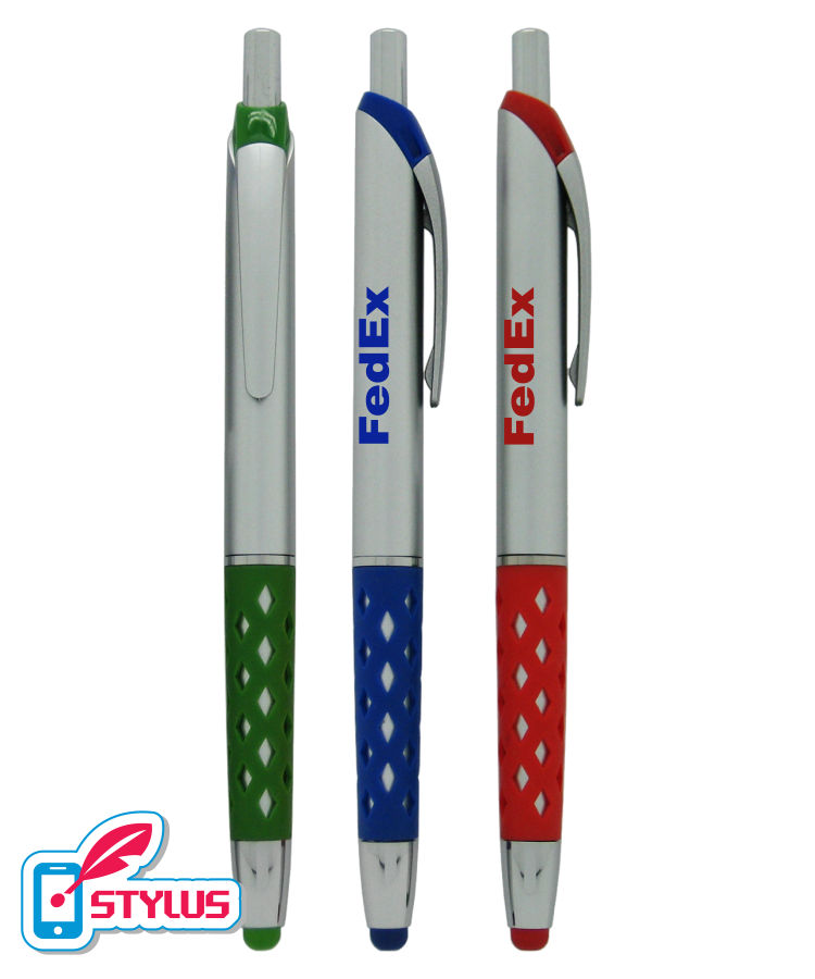 Silver "Window-Grip" Stylus Click Pen with Silver Trim 2
