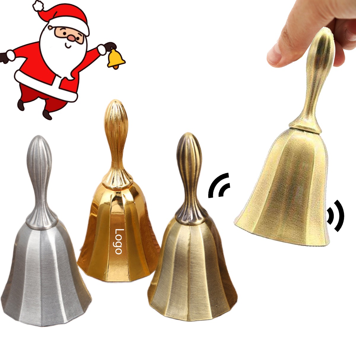 Christmas Metal Hand Shake Bell Dinner Santa Handbell 3