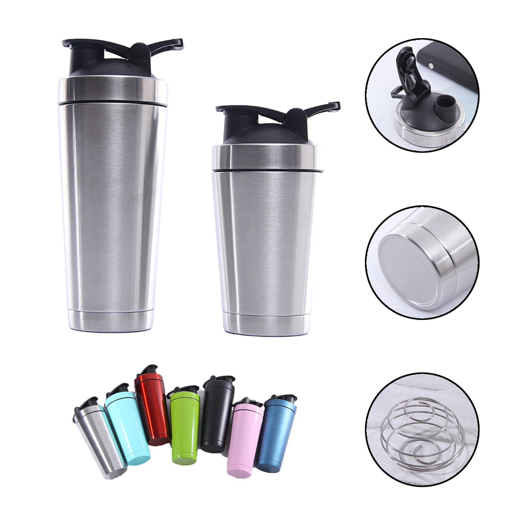 Stainless Steel Protein Shaker Bottle with Mixing Ball 2