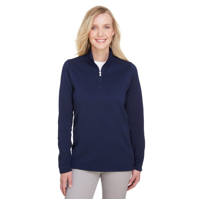 UltraClub Ladies' Coastal Pique Fleece Quarter-Zip 1