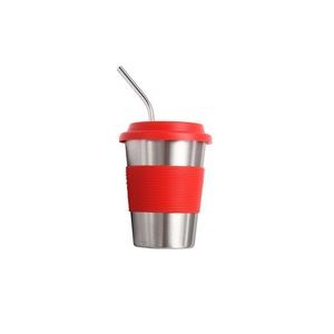 300ml Stainless Steel Cup with Silicone Lid And Straw 25