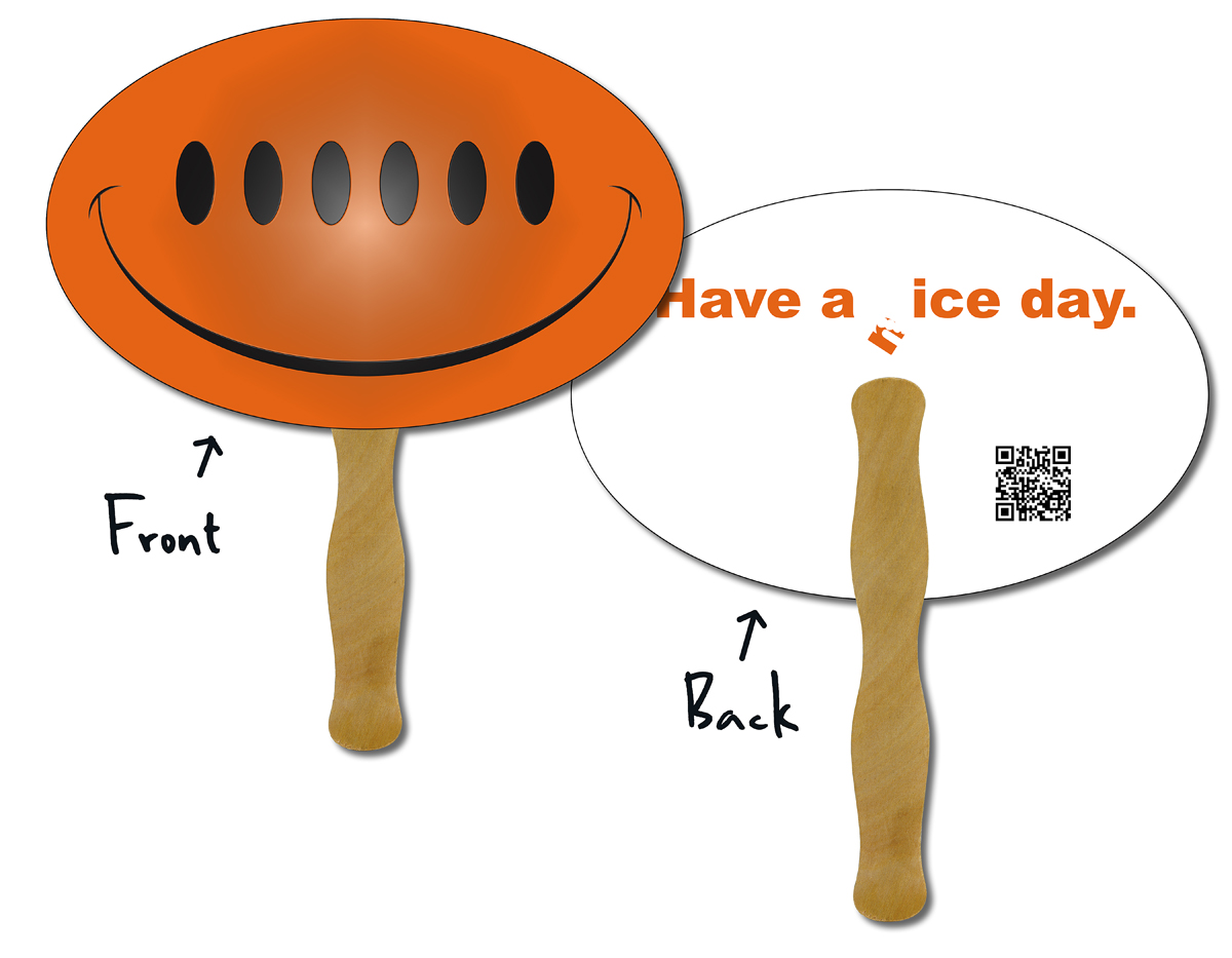 Hand Fan - Laminated 9.3125x6 Oval Shape - 14 pt. 3