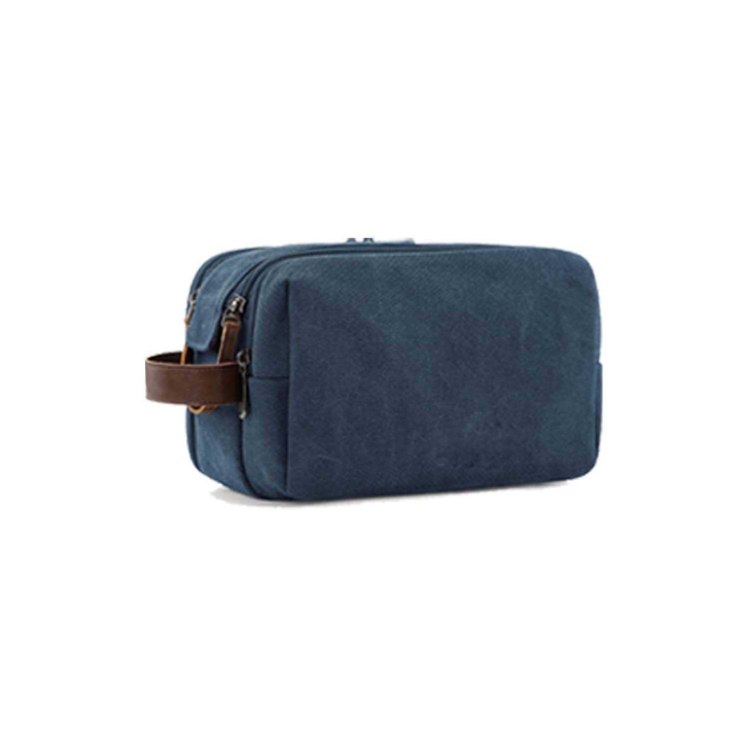 Double Zipper Canvas Travel Toiletries Storage Bag 4
