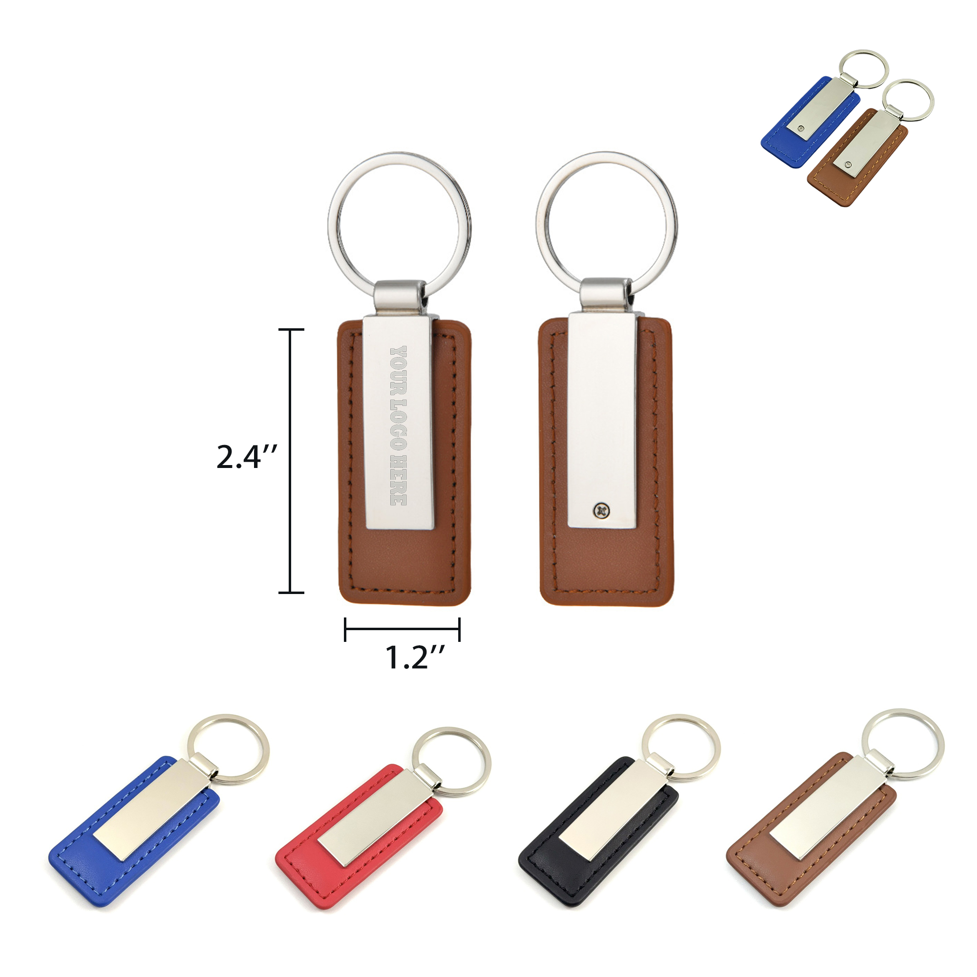 Rectangular Leather Keychain Metal Plate MOQ100 1