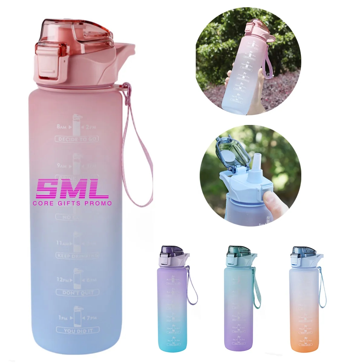 32 oz Drinking Water Bottle with Straw and Carrying Strap 3