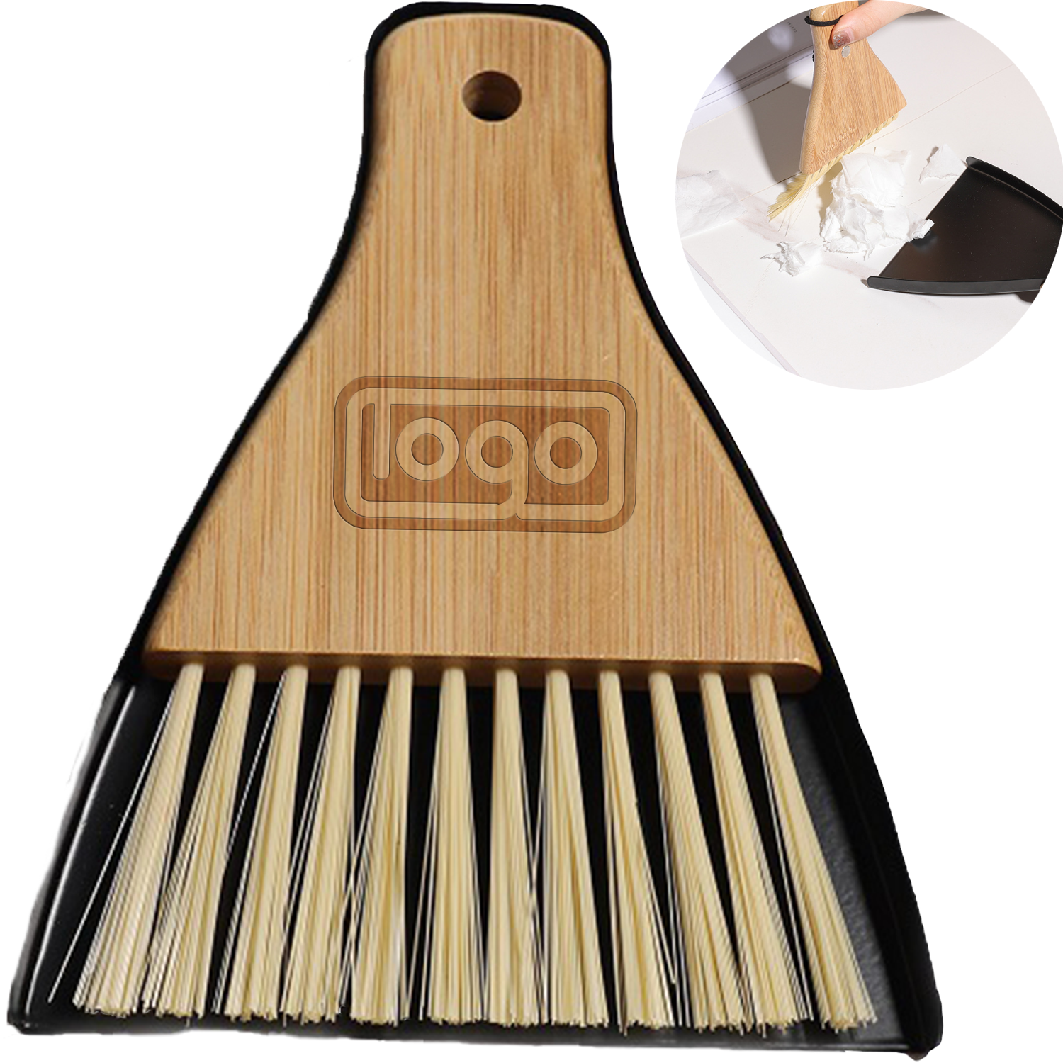 Mini Desktop Cleaning Bamboo Broom Dustpan Set 2