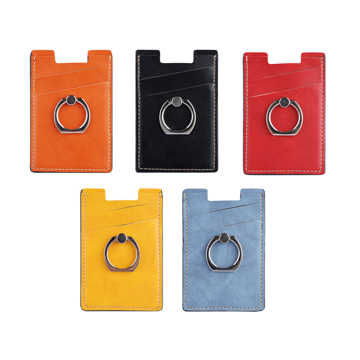 PU Phone Card Holder with Metal Ring Grip and Stand 4