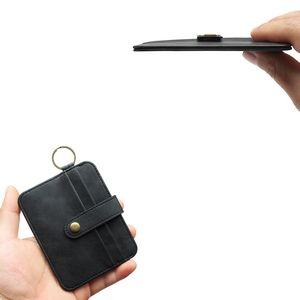 RFID Blocking PU Leather Card Holder Wallet with Keychain 12
