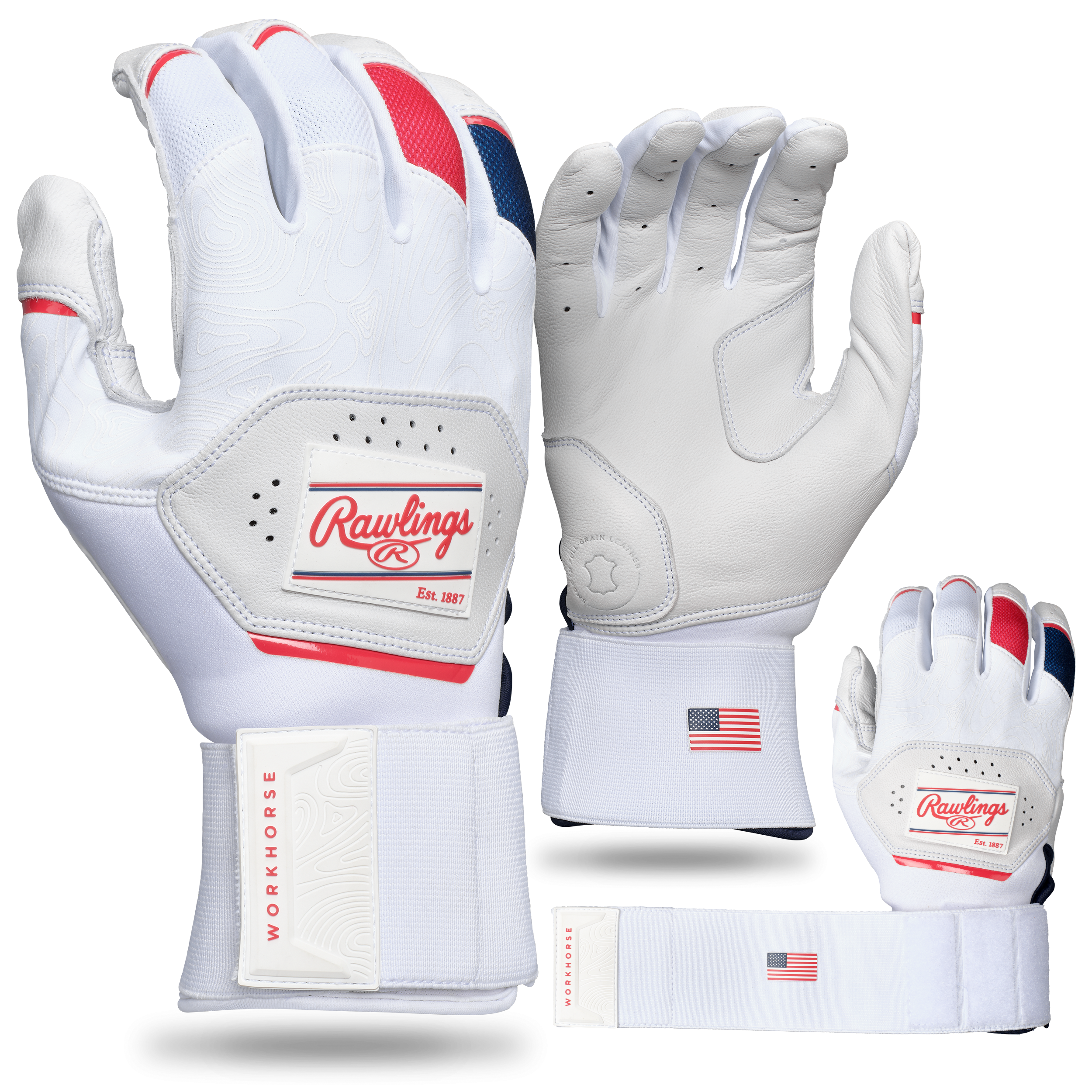 Rawlings Youth Workhorse Compression Strap Batting Gloves 3