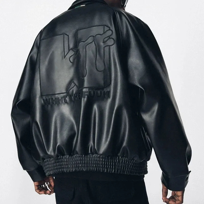 Vegan Leather Black Leather Motorcycle Jacket 2