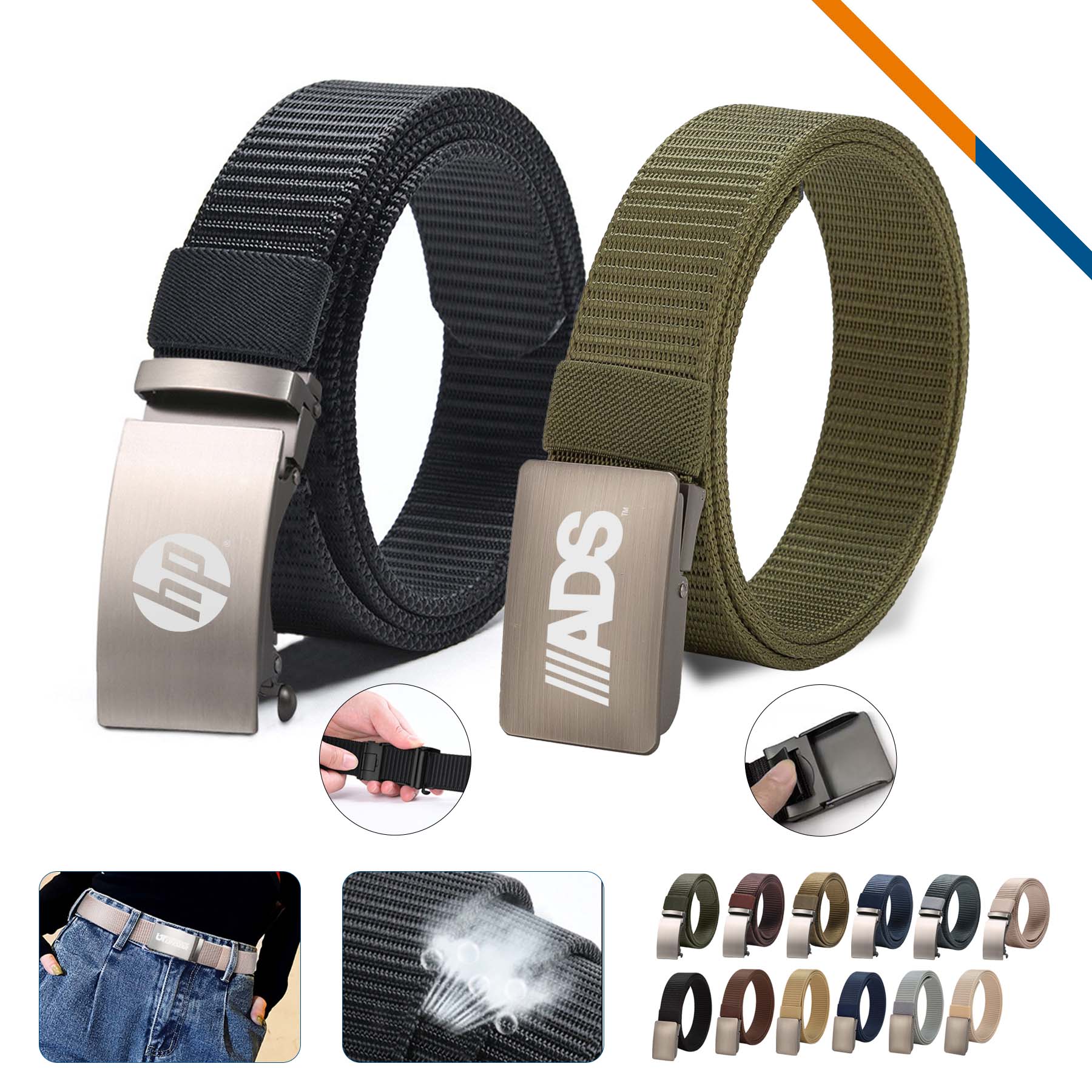 Terio Adjustable Metal Buckle Canvas Belt 2