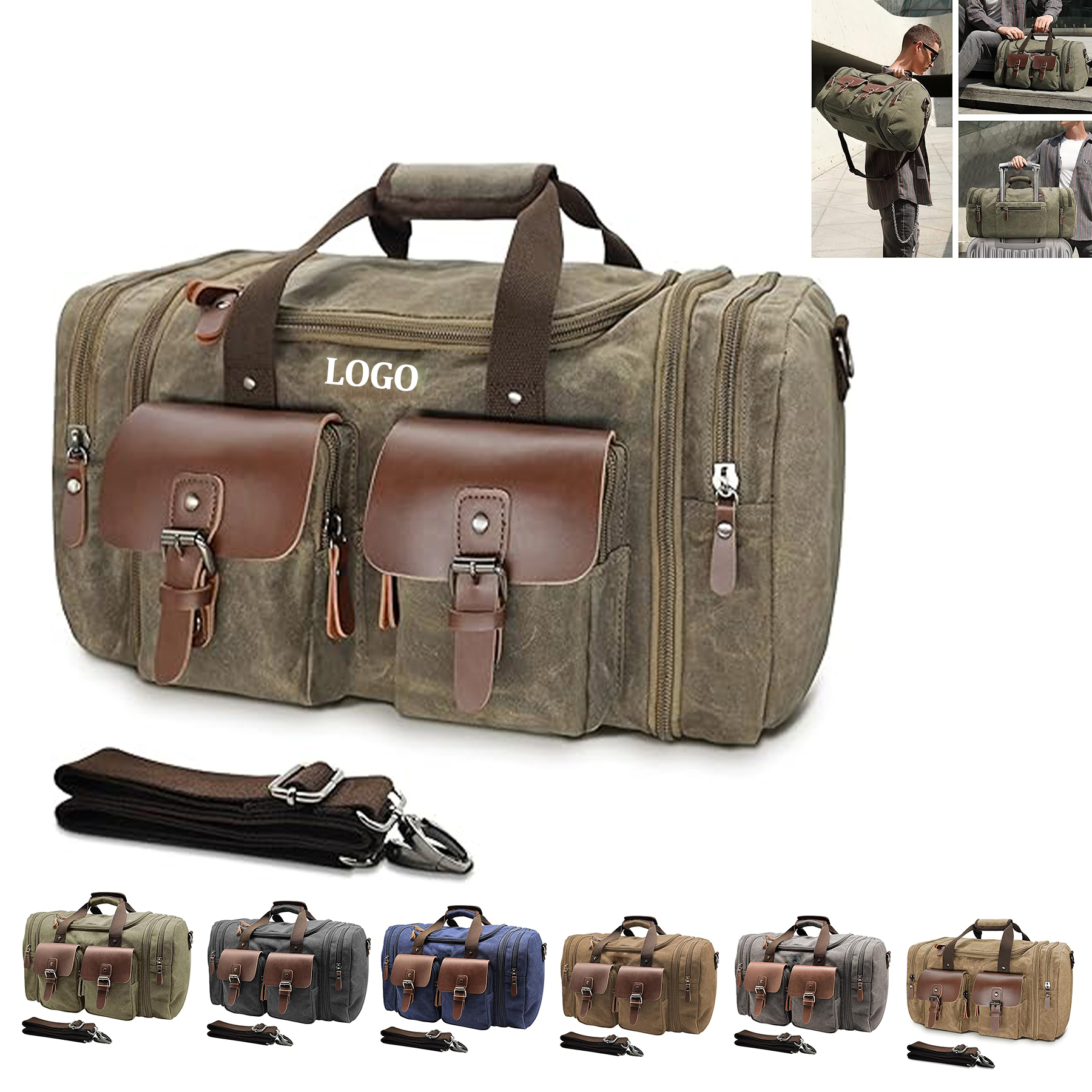 Hand Held Crossbody Canvas Luggage Bag 10