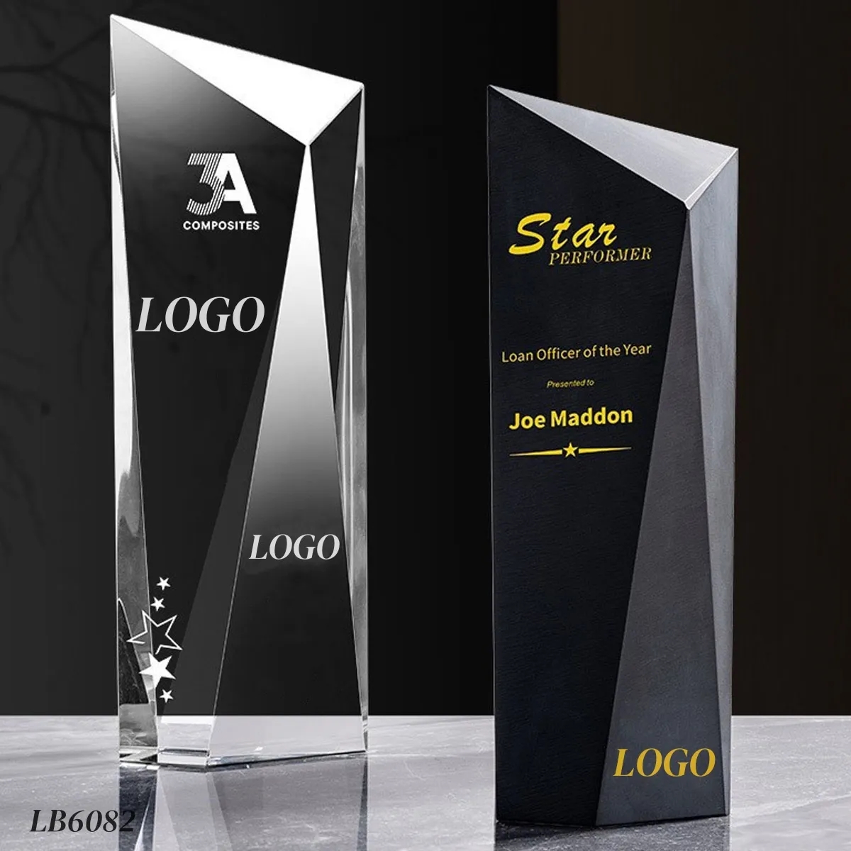 Black Crystal Award Trophy for Appreciation Plaque 2