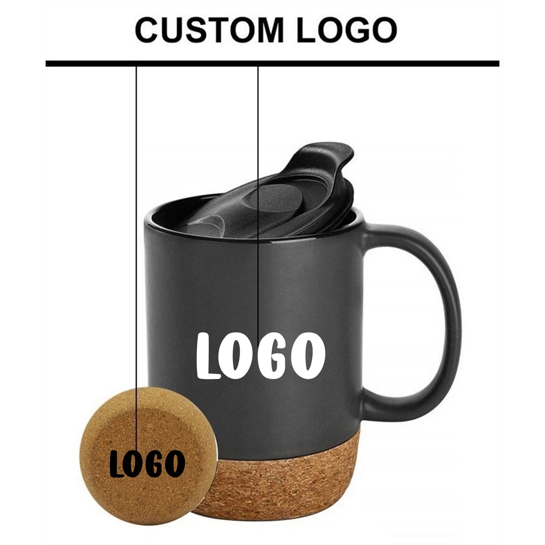 14 Oz Coffee Mug With Cork Bottom And Splash Proof Lid 2