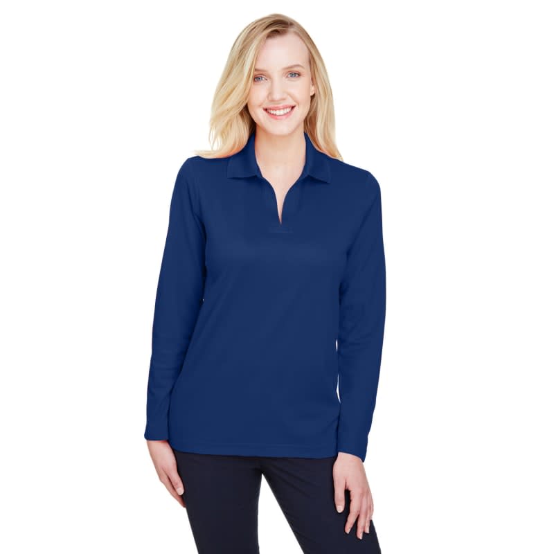 Devon & Jones CrownLux Performance™ Ladies' Plaited Long Sleeve Polo 6