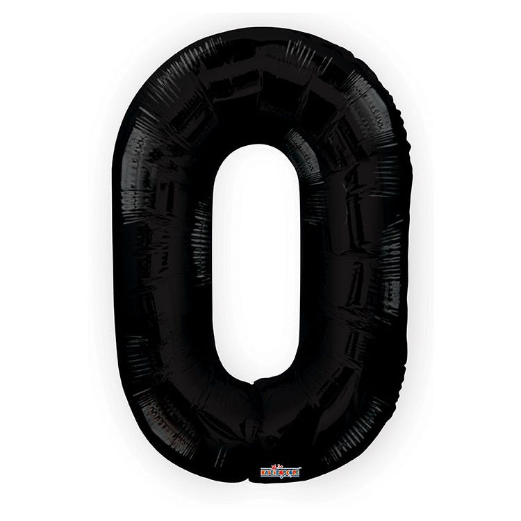 Mylar Number 0 Balloons - Black 34" 2