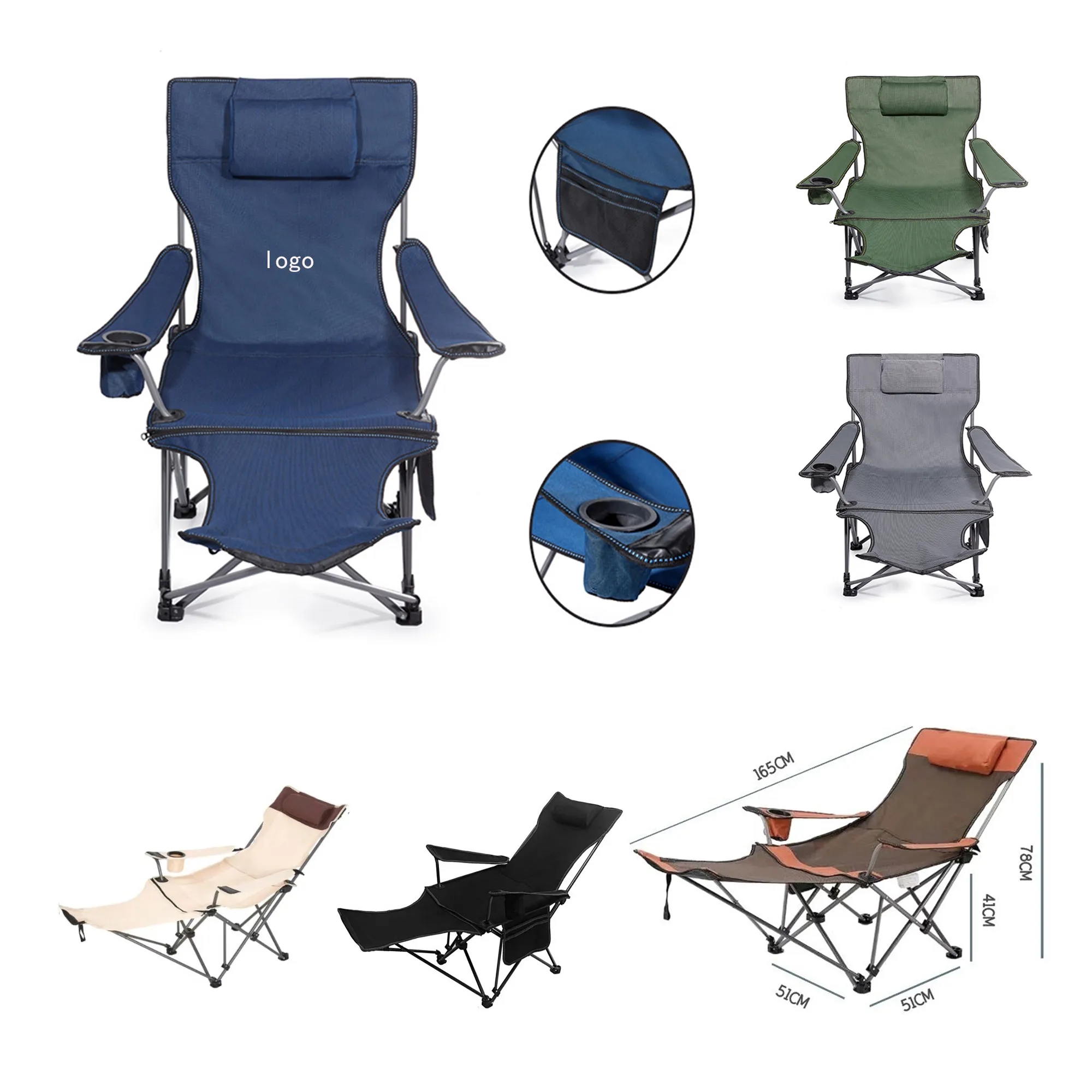 Portable Beach Reclining Chair With Thickened Back 2