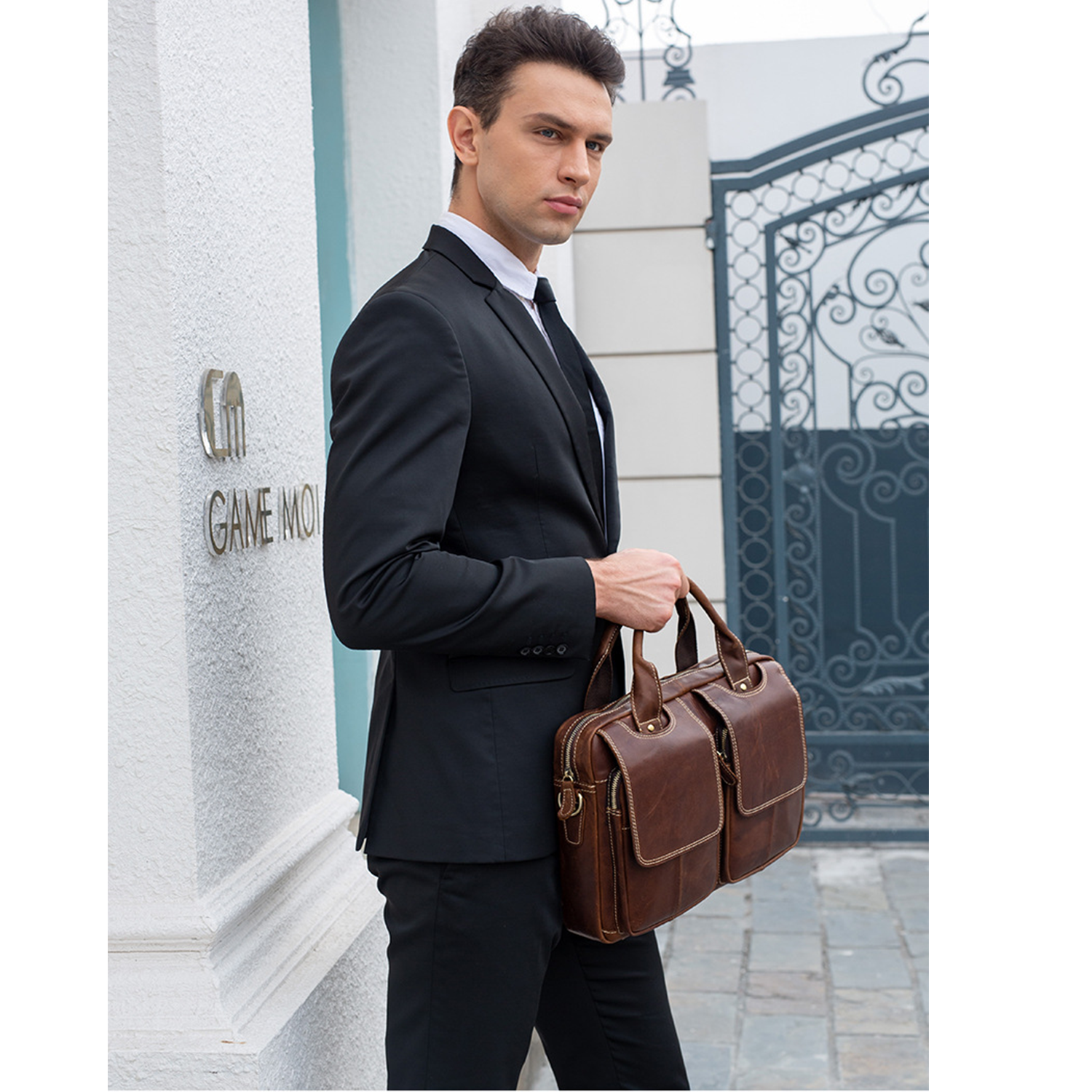 PU Leather Laptop Messenger Bag 3