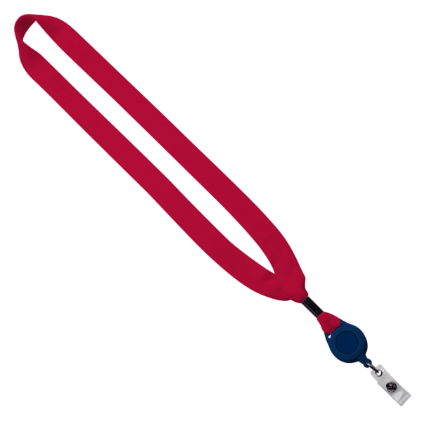 3/4" Cotton Lanyard with Metal Crimp & Retractable Badge Reel 191