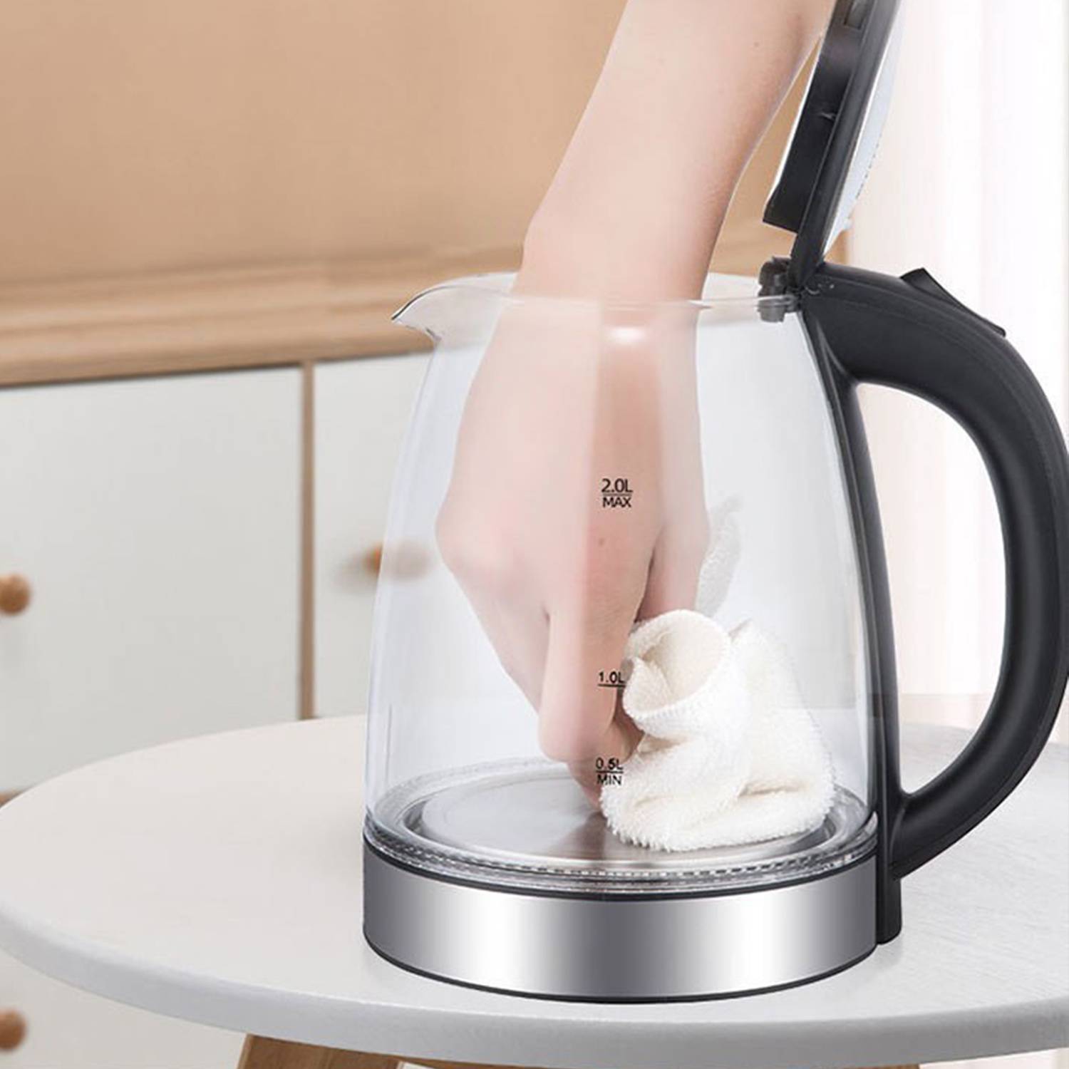 68 OZ LED Glass Stainless Steel Electric Kettle 6