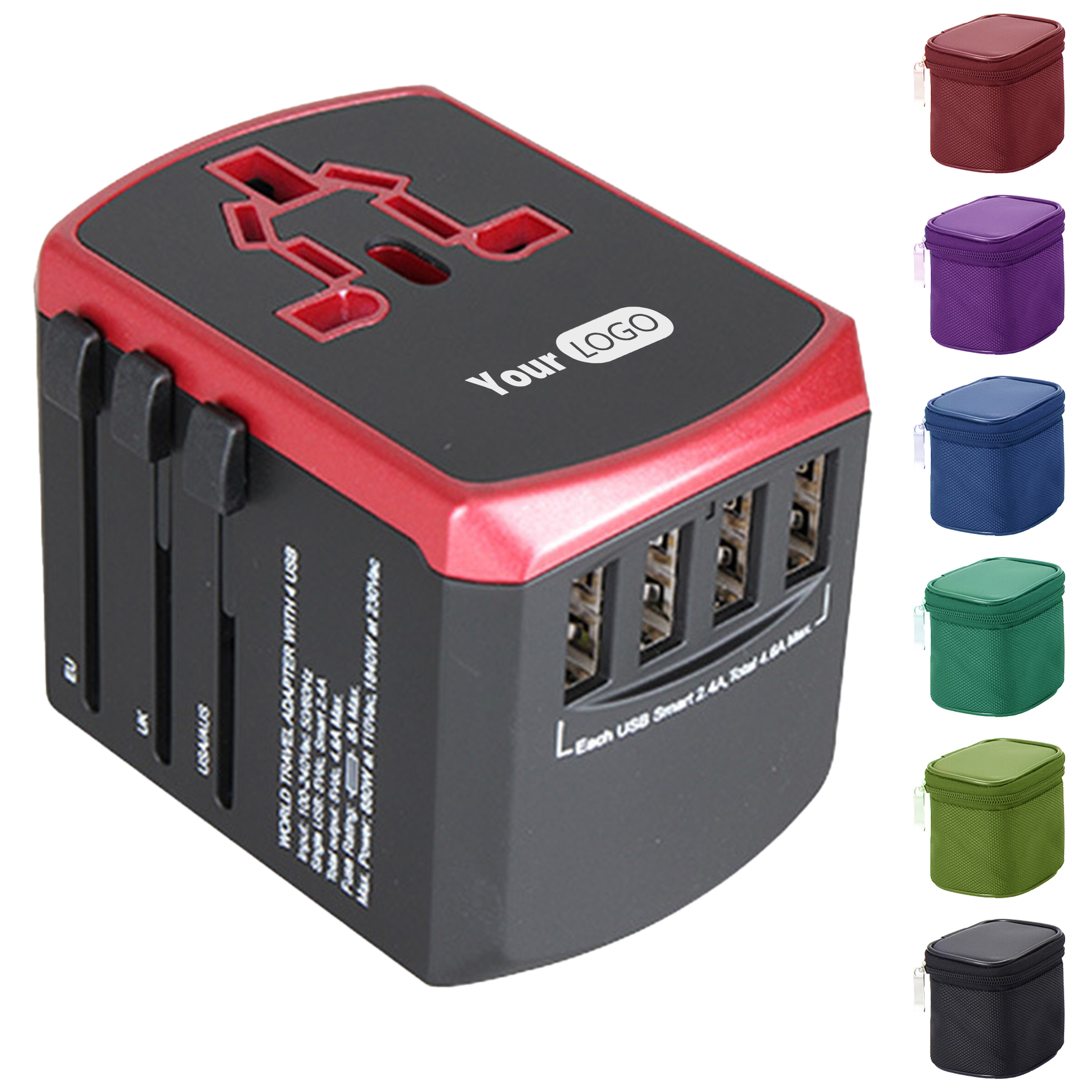 Plastic All-In-One Travel Adapter With Usb Ports 2
