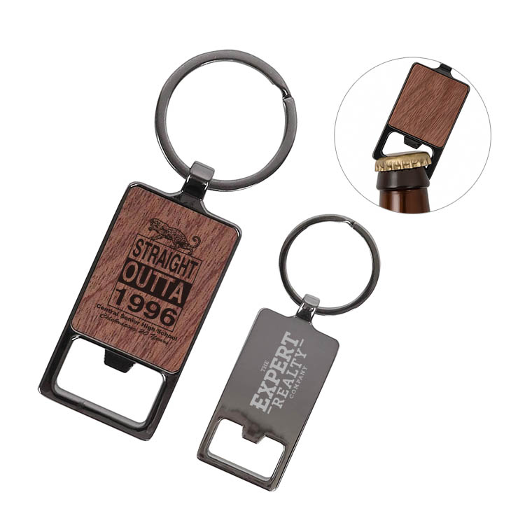 Black Nickel Rosewood Metal Bottle Opener Keychain 3