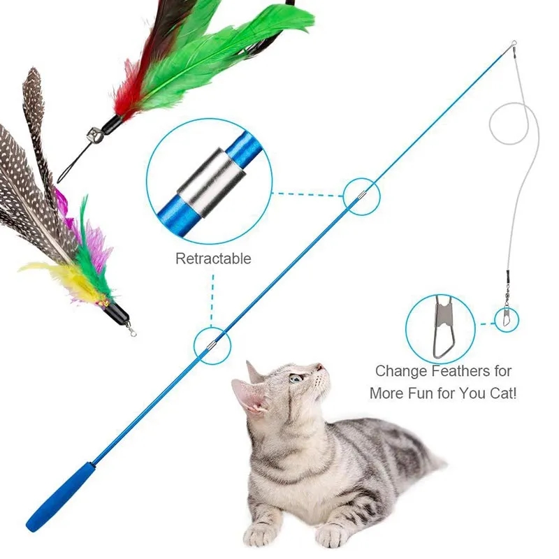 Cat Catch Wand Teaser Feather Toy 2