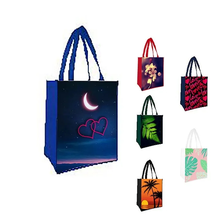 Sublimated PET Non-Woven Grocery Tote Bag w/ Gusset 10