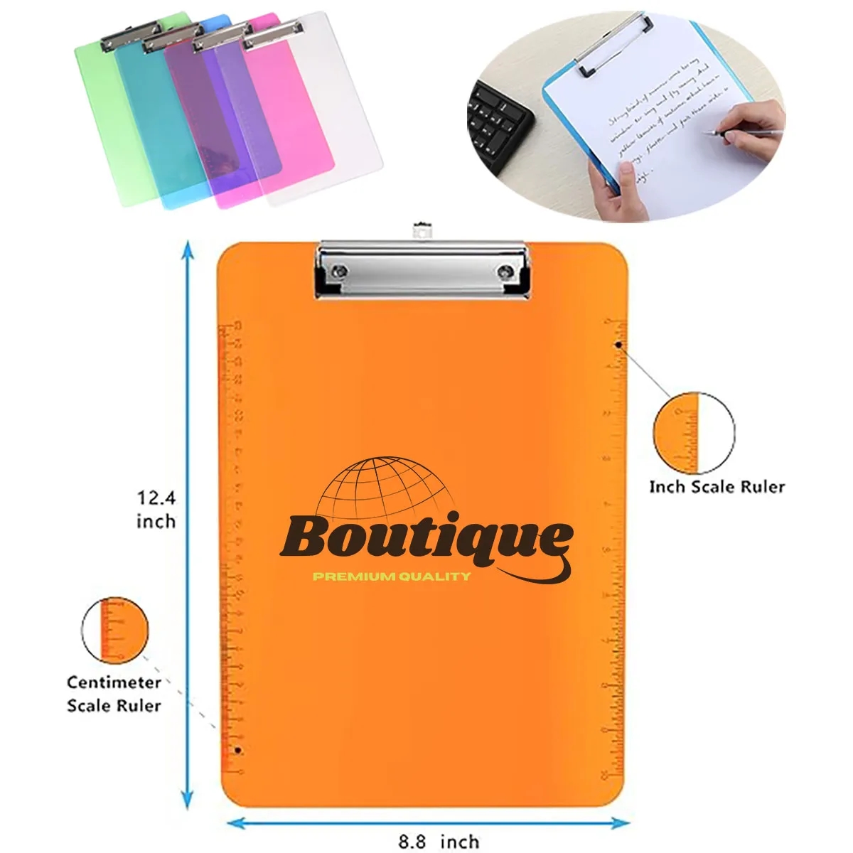 With Hangable Low Profile Clip and Side Ruler A4 Clipboards 1