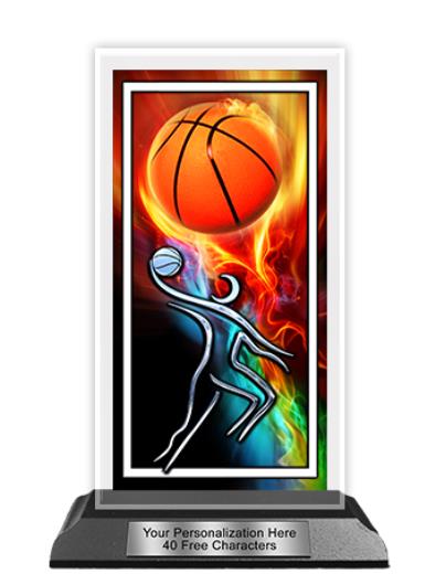 Acrylic Trophy: 6" Tower, (Basketball/Flame) 2