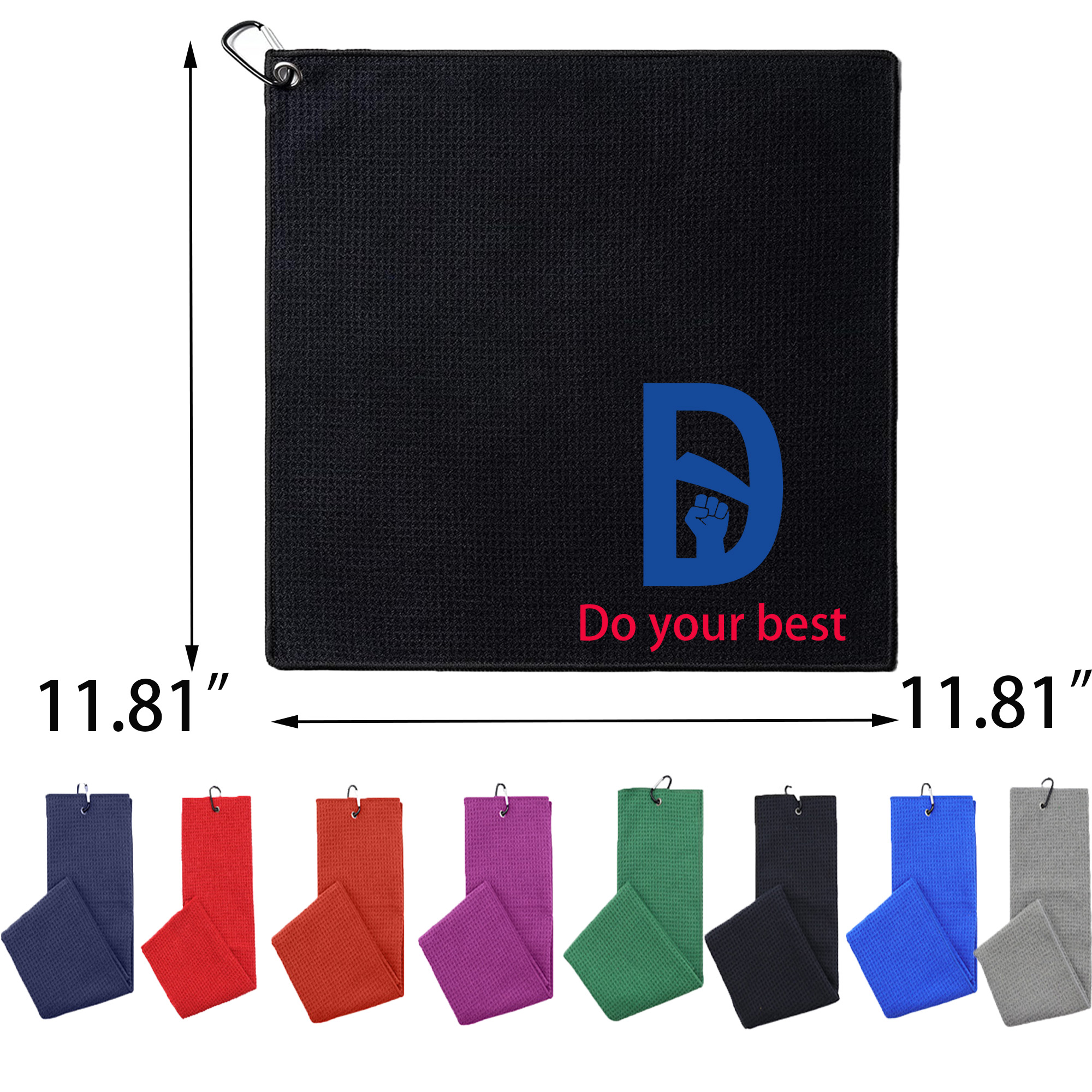 Premium Waffle-Pattern Golf Towel with Carabiner Clip 2