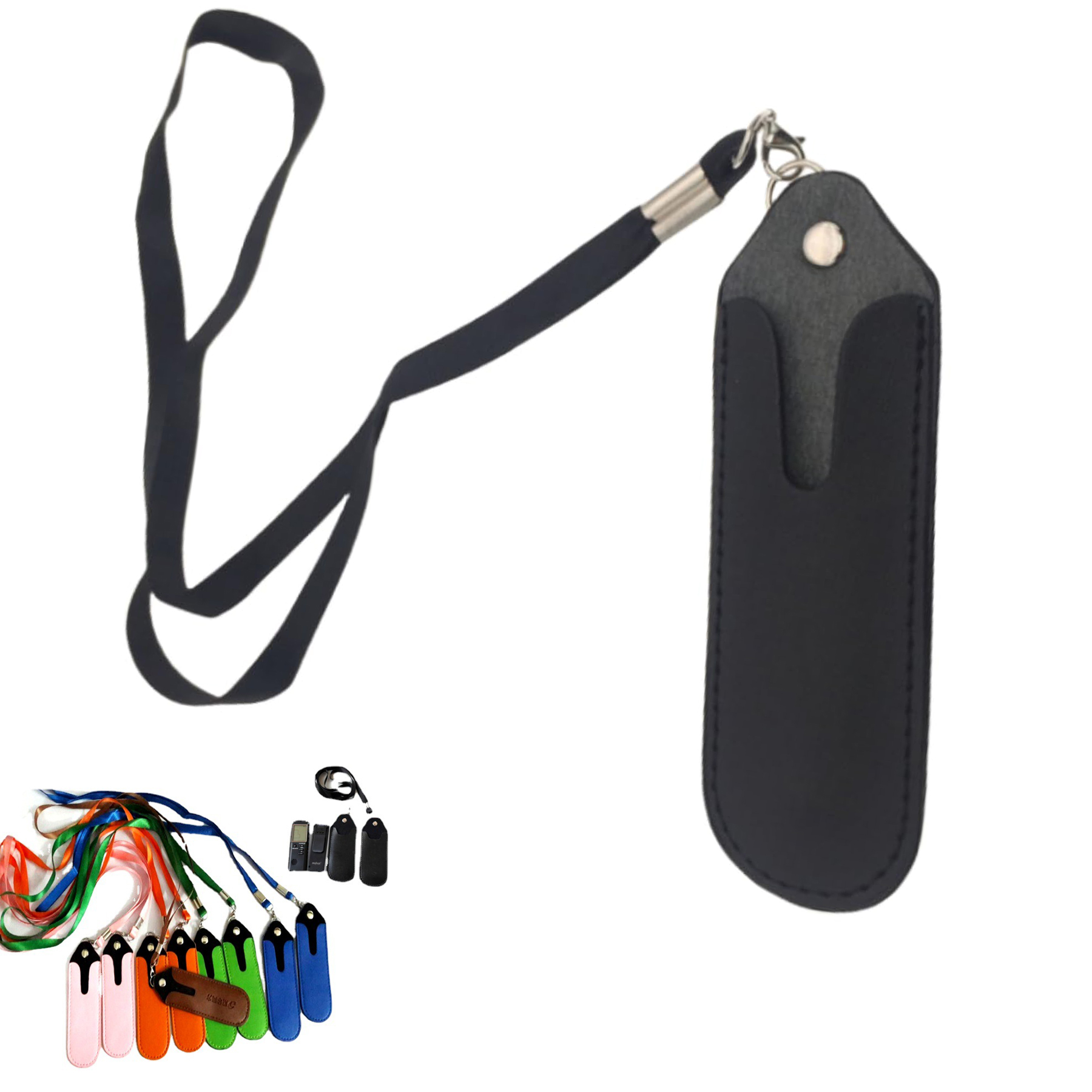 Faux Leather Pouch Case Necklace Lanyard