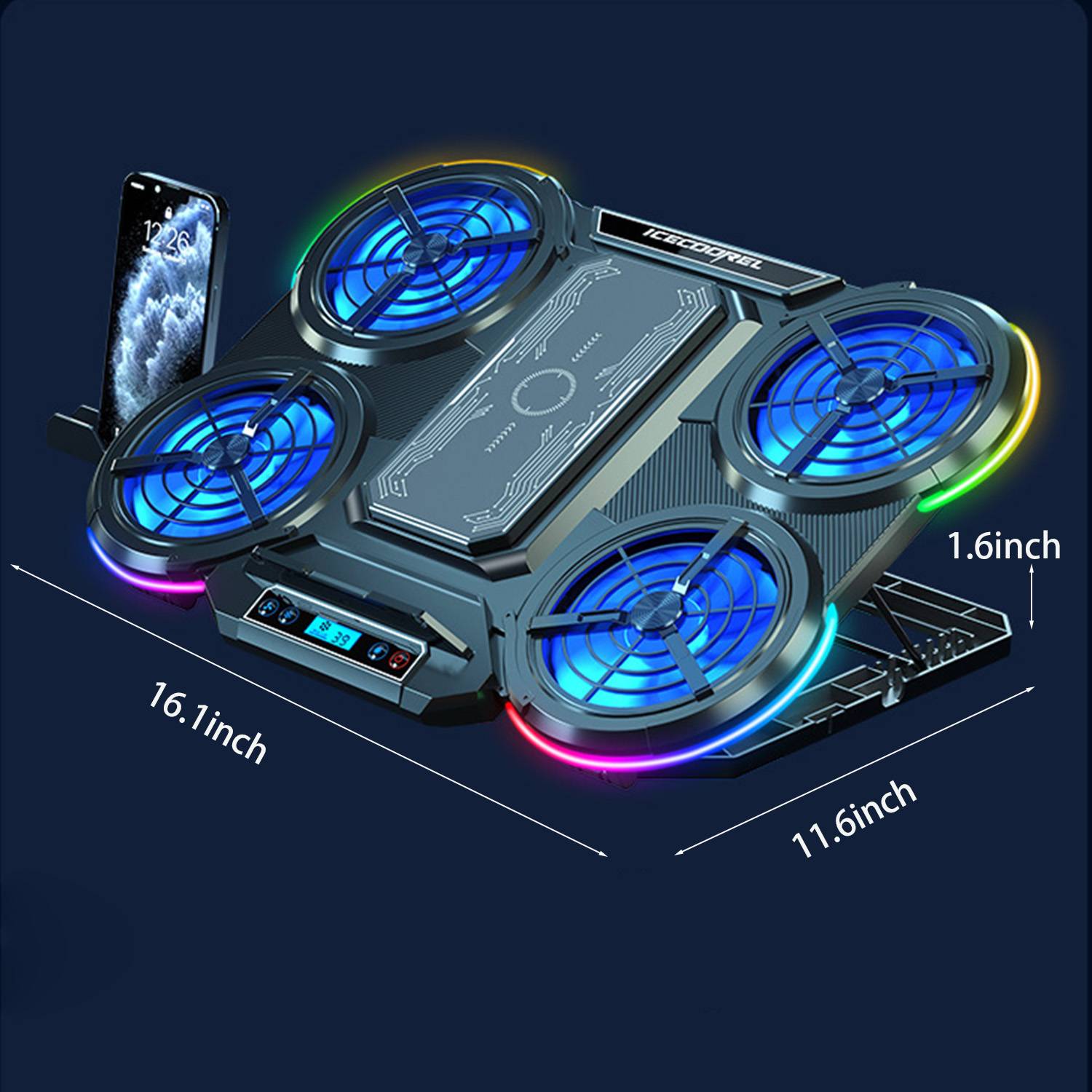 Silent RGB Laptop Cooler – Aluminum & Rapid Cooling Tech 8