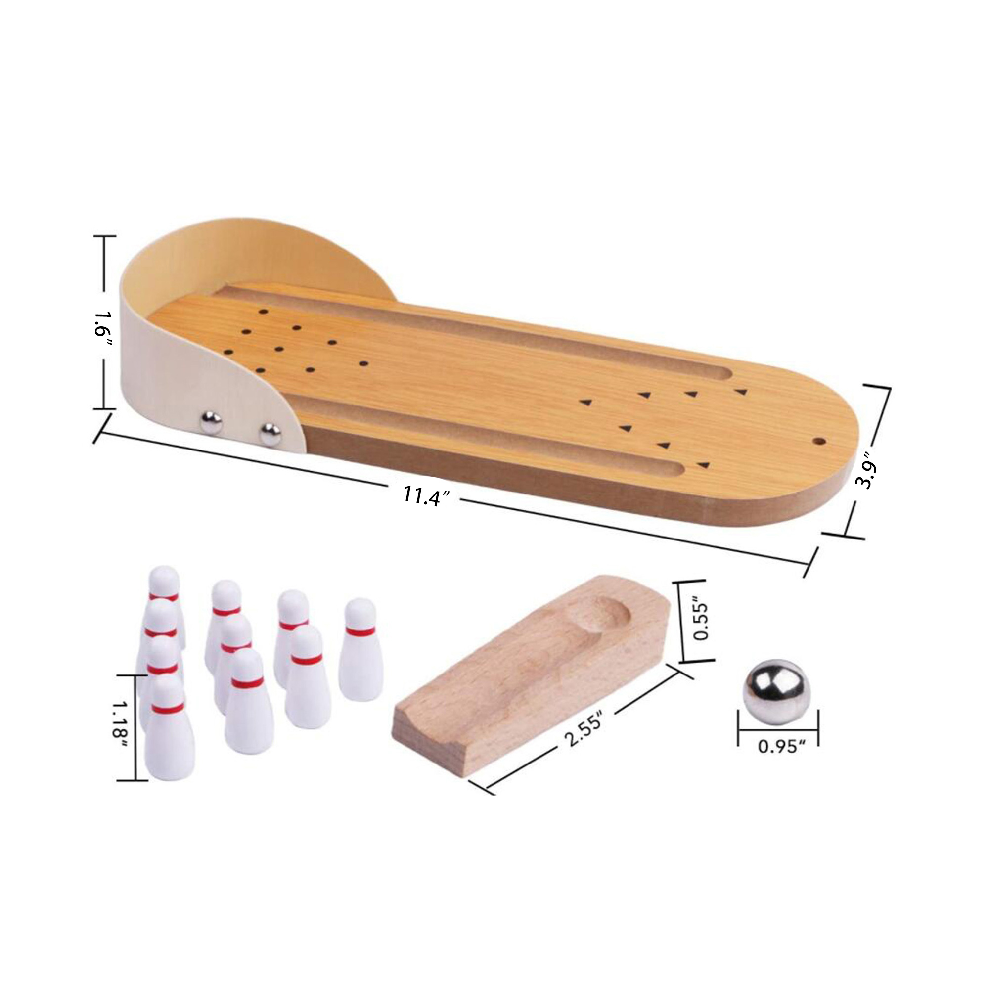 MOQ25 Wooden Mini Bowling Set Interactive Kids Toy 1