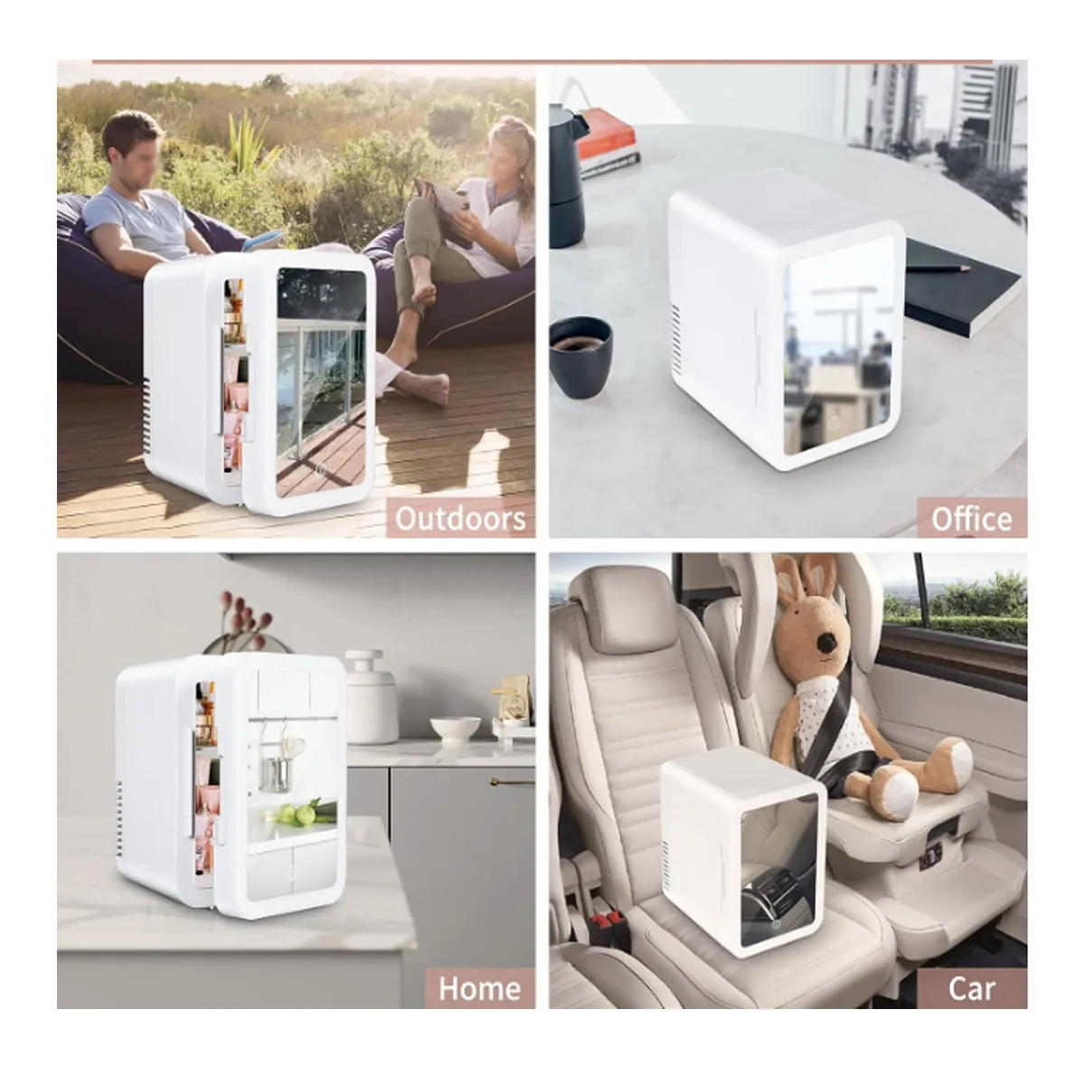 Portable Mirror And LED Design Beauty Skincare Mini Fridge 3