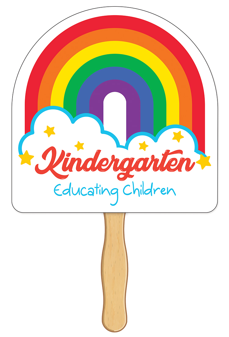HAND FANS - Full Color, Rainbow Shaped Hand Fan 4