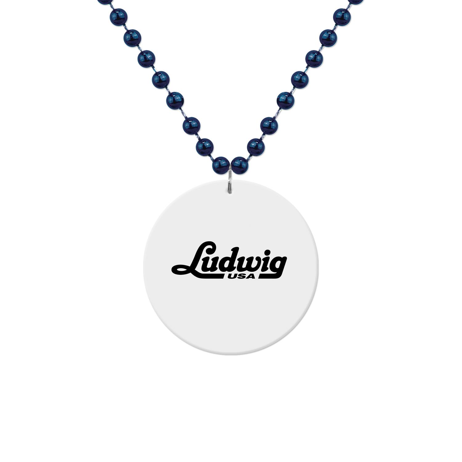 Medallion Bead Necklace w/White Medallion 7