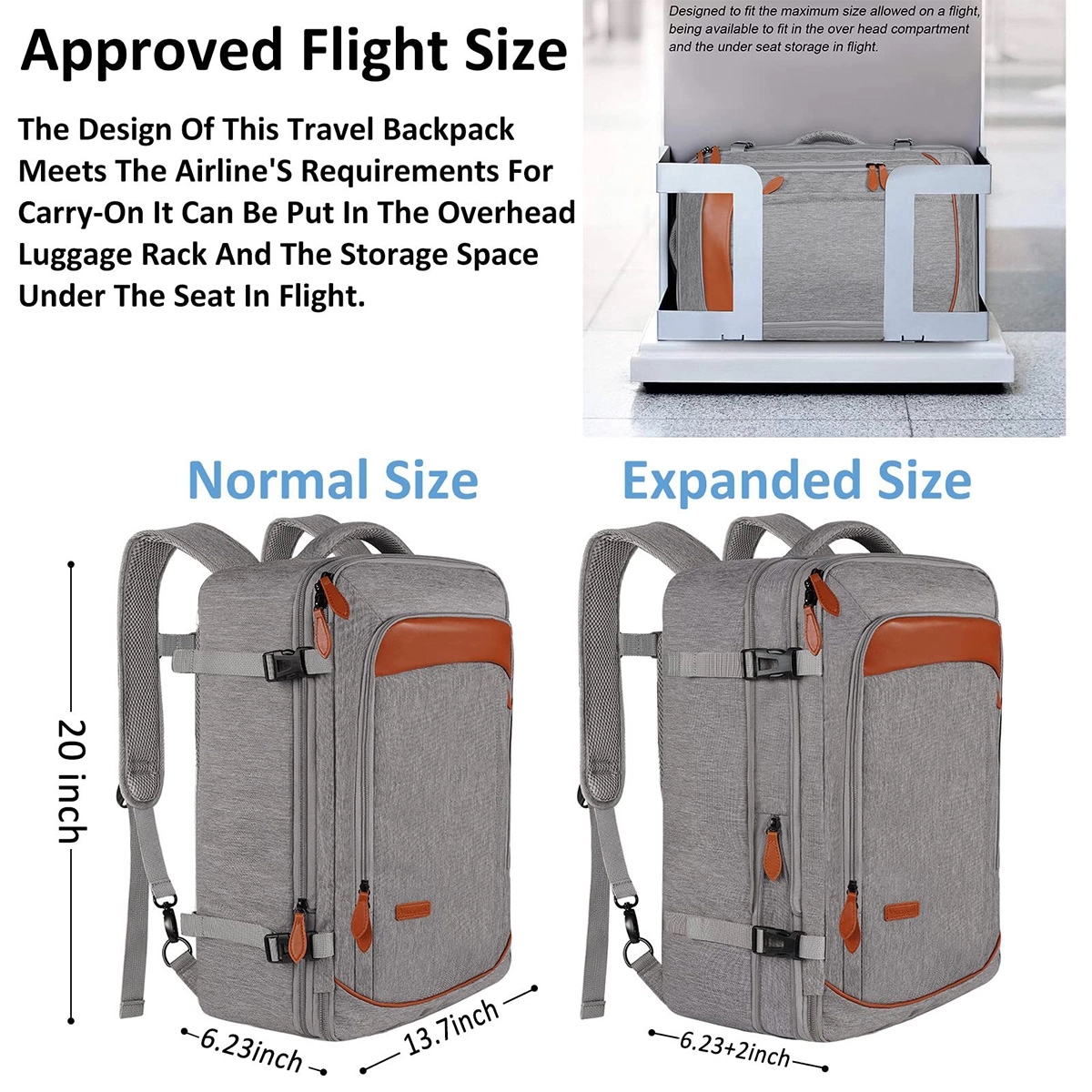 40L Airline Approved Travel Backpacks with 3 Packing Cubes 3