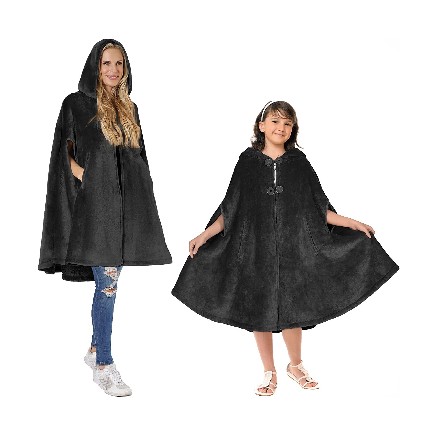 Poncho Hooded Blanket Wrap With Pockets Sherpa Fleece 10