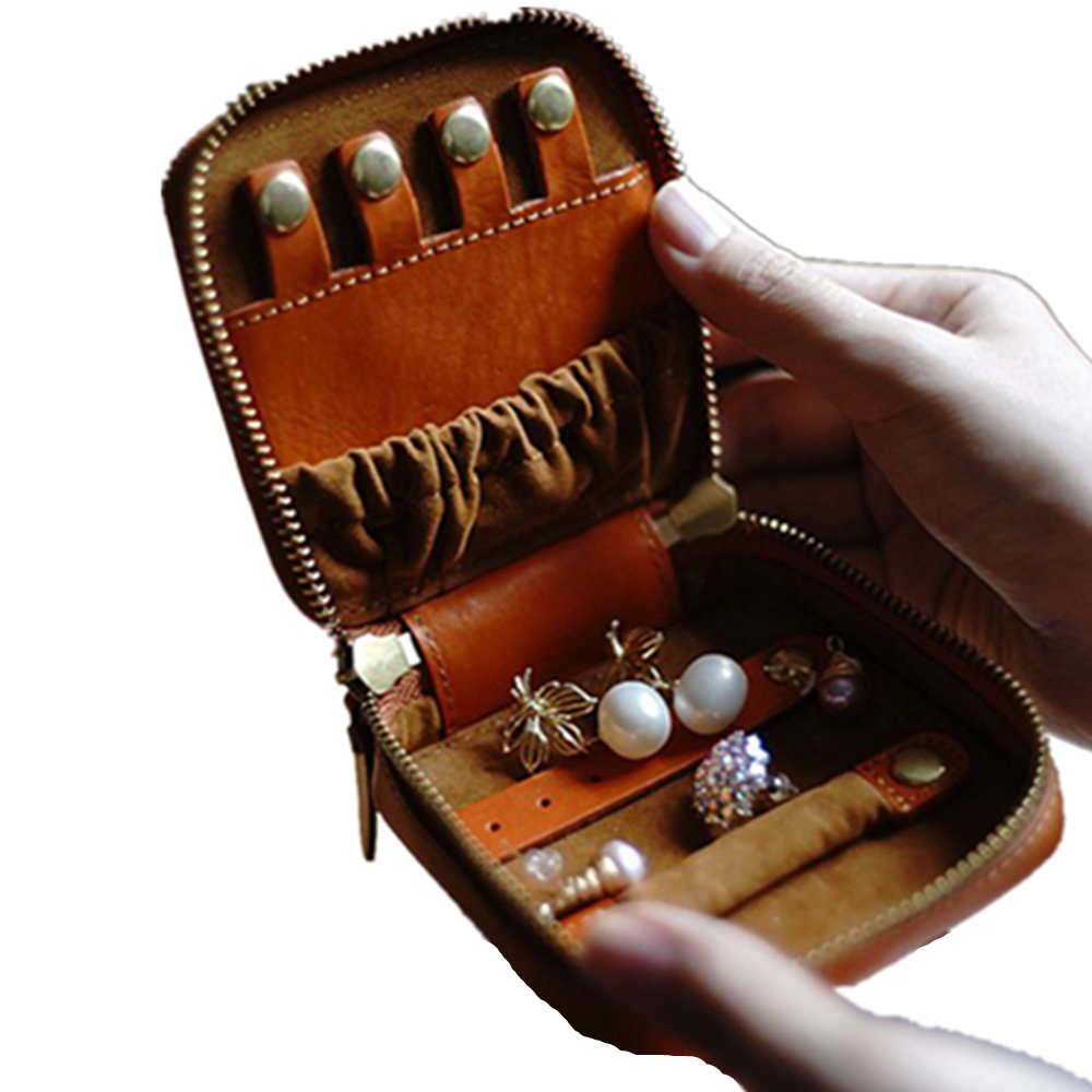 Zippered Leather Jewelry Pouch Organizer 2