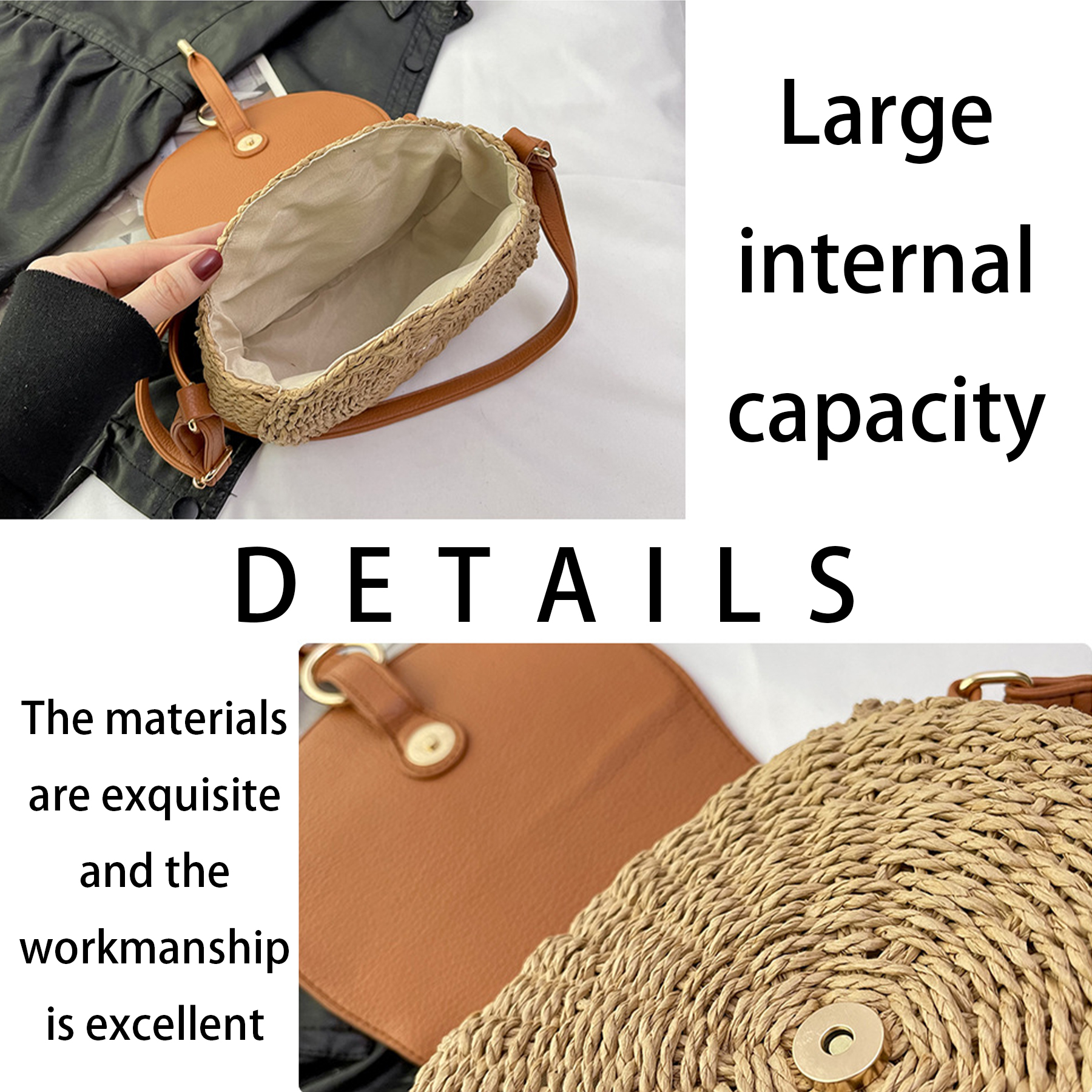 Jute Versatile straw cross-body shoulder bag 5